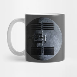 ISS over Moon. 8K High Detail. Mug